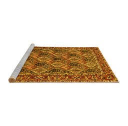 Sideview of Machine Washable Persian Yellow Traditional Rug, wshtr423yw