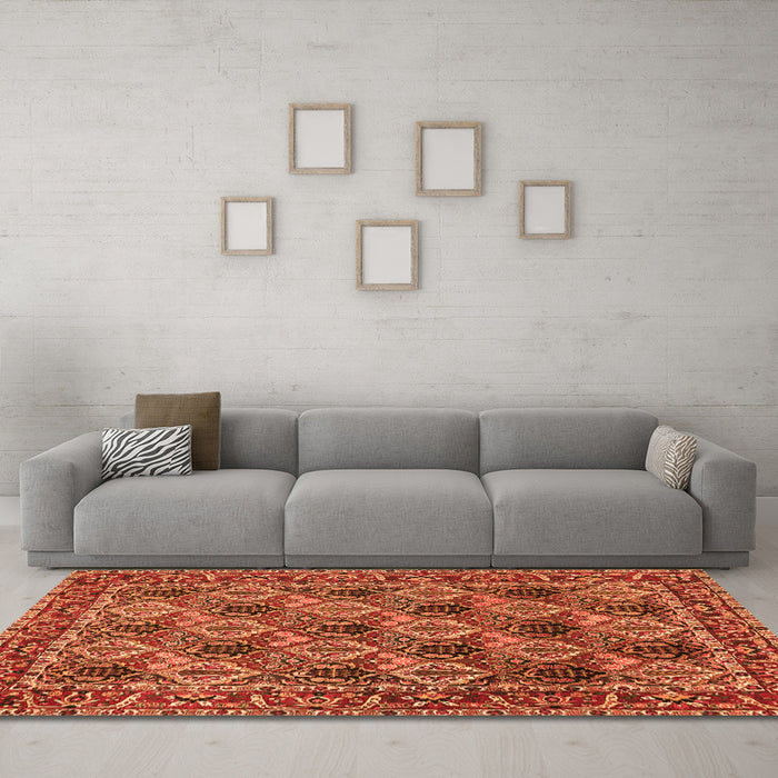 Machine Washable Persian Orange Traditional Area Rugs in a Living Room, wshtr423org