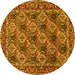 Round Machine Washable Persian Yellow Traditional Rug, wshtr423yw