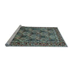 Sideview of Machine Washable Persian Light Blue Traditional Rug, wshtr423lblu