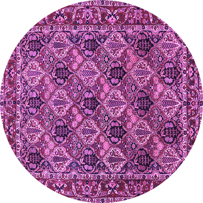 Round Persian Purple Traditional Rug, tr423pur