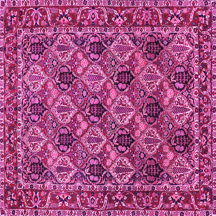 Square Machine Washable Persian Pink Traditional Rug, wshtr423pnk