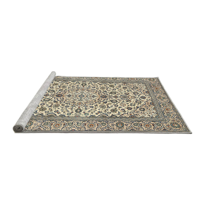 Sideview of Machine Washable Traditional Carbon Gray Rug, wshtr424