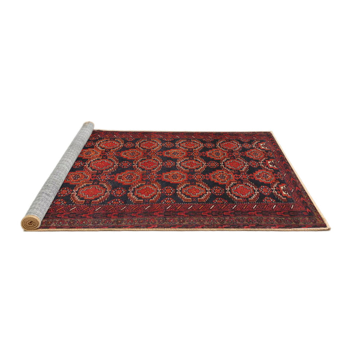 Sideview of Machine Washable Traditional Chestnut Brown Rug, wshtr4240