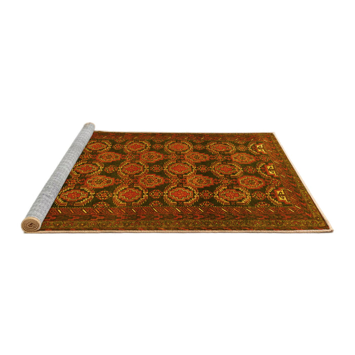 Sideview of Machine Washable Persian Yellow Traditional Rug, wshtr4240yw