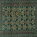 Square Persian Turquoise Traditional Rug, tr4240turq