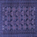 Square Machine Washable Persian Blue Traditional Rug, wshtr4240blu