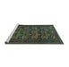 Sideview of Machine Washable Persian Turquoise Traditional Area Rugs, wshtr4240turq