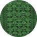 Round Persian Emerald Green Traditional Rug, tr4240emgrn