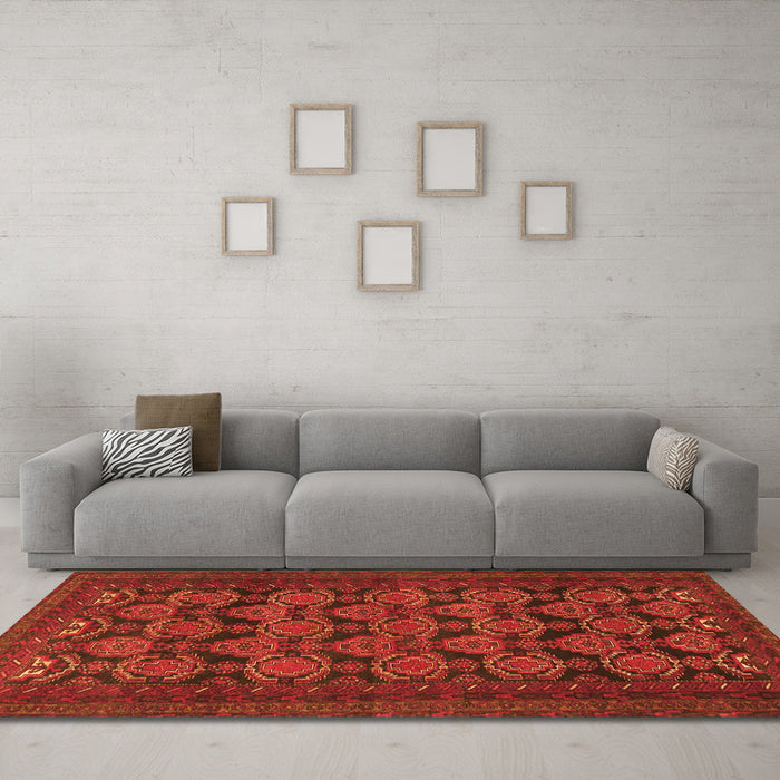 Machine Washable Persian Orange Traditional Area Rugs in a Living Room, wshtr4240org