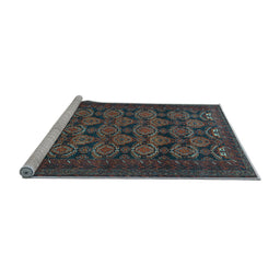 Sideview of Machine Washable Persian Light Blue Traditional Rug, wshtr4240lblu