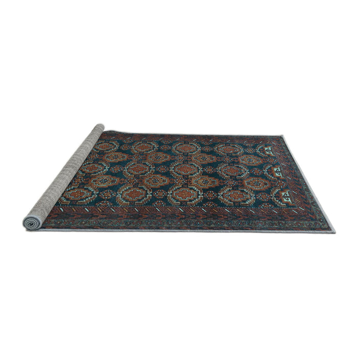Sideview of Machine Washable Persian Light Blue Traditional Rug, wshtr4240lblu