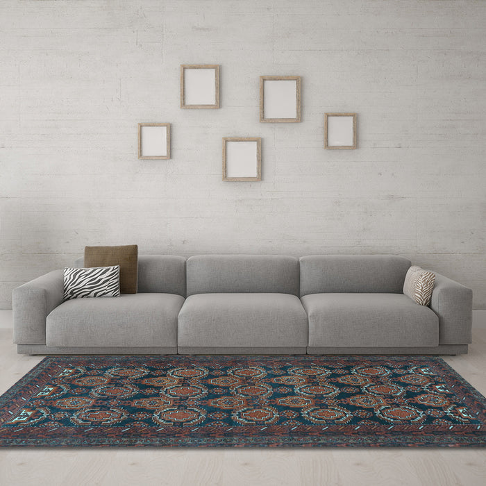 Machine Washable Persian Light Blue Traditional Rug in a Living Room, wshtr4240lblu