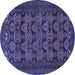 Round Machine Washable Persian Blue Traditional Rug, wshtr4240blu