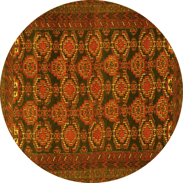 Round Machine Washable Persian Yellow Traditional Rug, wshtr4240yw