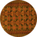 Round Machine Washable Persian Yellow Traditional Rug, wshtr4240yw