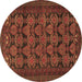 Round Machine Washable Persian Brown Traditional Rug, wshtr4240brn