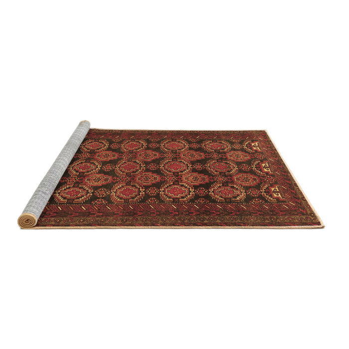 Sideview of Machine Washable Persian Brown Traditional Rug, wshtr4240brn