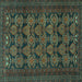 Square Machine Washable Persian Turquoise Traditional Area Rugs, wshtr4240turq