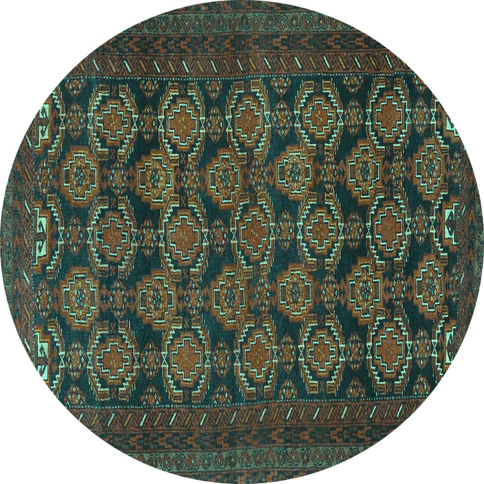 Round Persian Turquoise Traditional Rug, tr4240turq