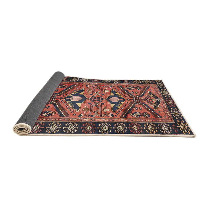 Sideview of Traditional Orange Salmon Pink Persian Rug, tr4241
