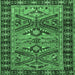 Square Machine Washable Persian Emerald Green Traditional Area Rugs, wshtr4241emgrn