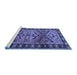 Sideview of Machine Washable Persian Blue Traditional Rug, wshtr4241blu