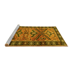 Sideview of Machine Washable Persian Yellow Traditional Rug, wshtr4241yw
