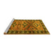 Sideview of Machine Washable Persian Yellow Traditional Rug, wshtr4241yw