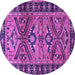 Round Persian Purple Traditional Rug, tr4241pur