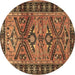 Round Persian Brown Traditional Rug, tr4241brn