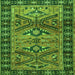 Round Machine Washable Persian Green Traditional Area Rugs, wshtr4241grn