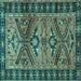 Square Persian Turquoise Traditional Rug, tr4241turq