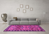 Machine Washable Persian Pink Traditional Rug, wshtr4241pnk