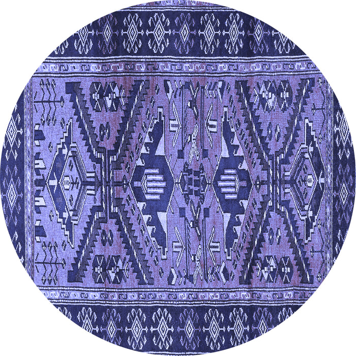 Round Persian Blue Traditional Rug, tr4241blu
