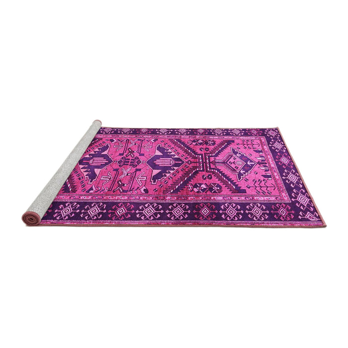 Sideview of Machine Washable Persian Pink Traditional Rug, wshtr4241pnk