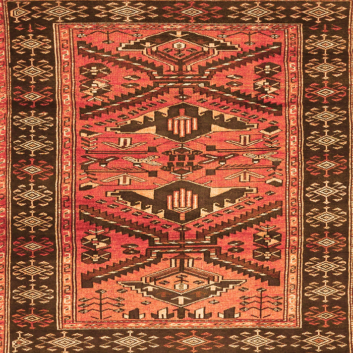 Round Machine Washable Persian Orange Traditional Area Rugs, wshtr4241org