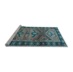 Sideview of Machine Washable Persian Light Blue Traditional Rug, wshtr4241lblu