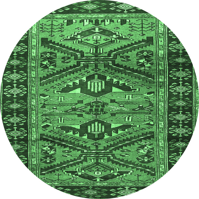 Round Persian Emerald Green Traditional Rug, tr4241emgrn