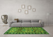 Machine Washable Persian Green Traditional Area Rugs in a Living Room,, wshtr4241grn