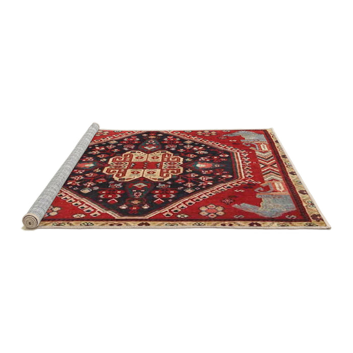 Sideview of Machine Washable Traditional Sunrise Orange Rug, wshtr4242