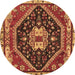 Round Persian Brown Traditional Rug, tr4242brn