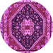 Round Machine Washable Persian Purple Traditional Area Rugs, wshtr4242pur