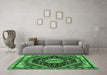 Machine Washable Persian Emerald Green Traditional Area Rugs in a Living Room,, wshtr4242emgrn