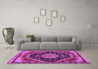 Machine Washable Persian Purple Traditional Rug, wshtr4242pur