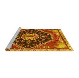 Sideview of Machine Washable Persian Yellow Traditional Rug, wshtr4242yw
