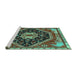 Sideview of Machine Washable Persian Turquoise Traditional Area Rugs, wshtr4242turq