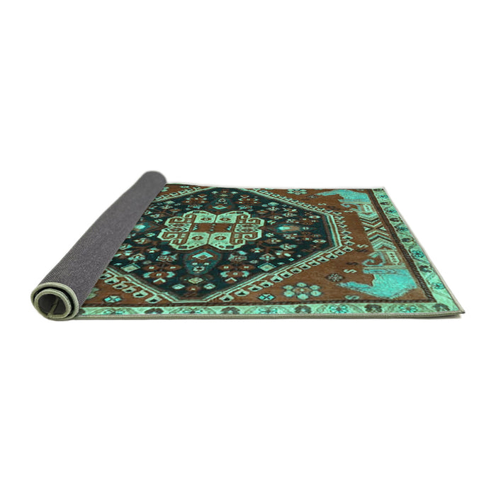 Sideview of Persian Turquoise Traditional Rug, tr4242turq