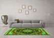 Machine Washable Persian Green Traditional Area Rugs in a Living Room,, wshtr4242grn