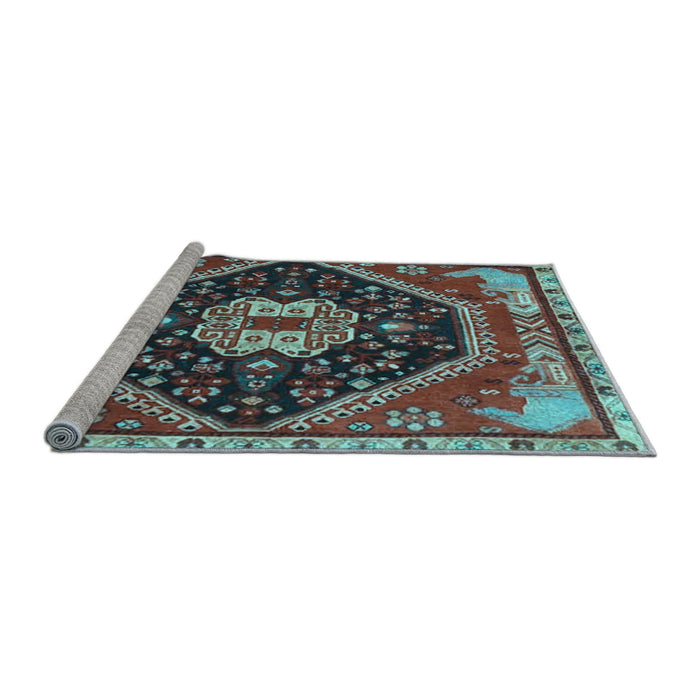 Sideview of Machine Washable Persian Light Blue Traditional Rug, wshtr4242lblu